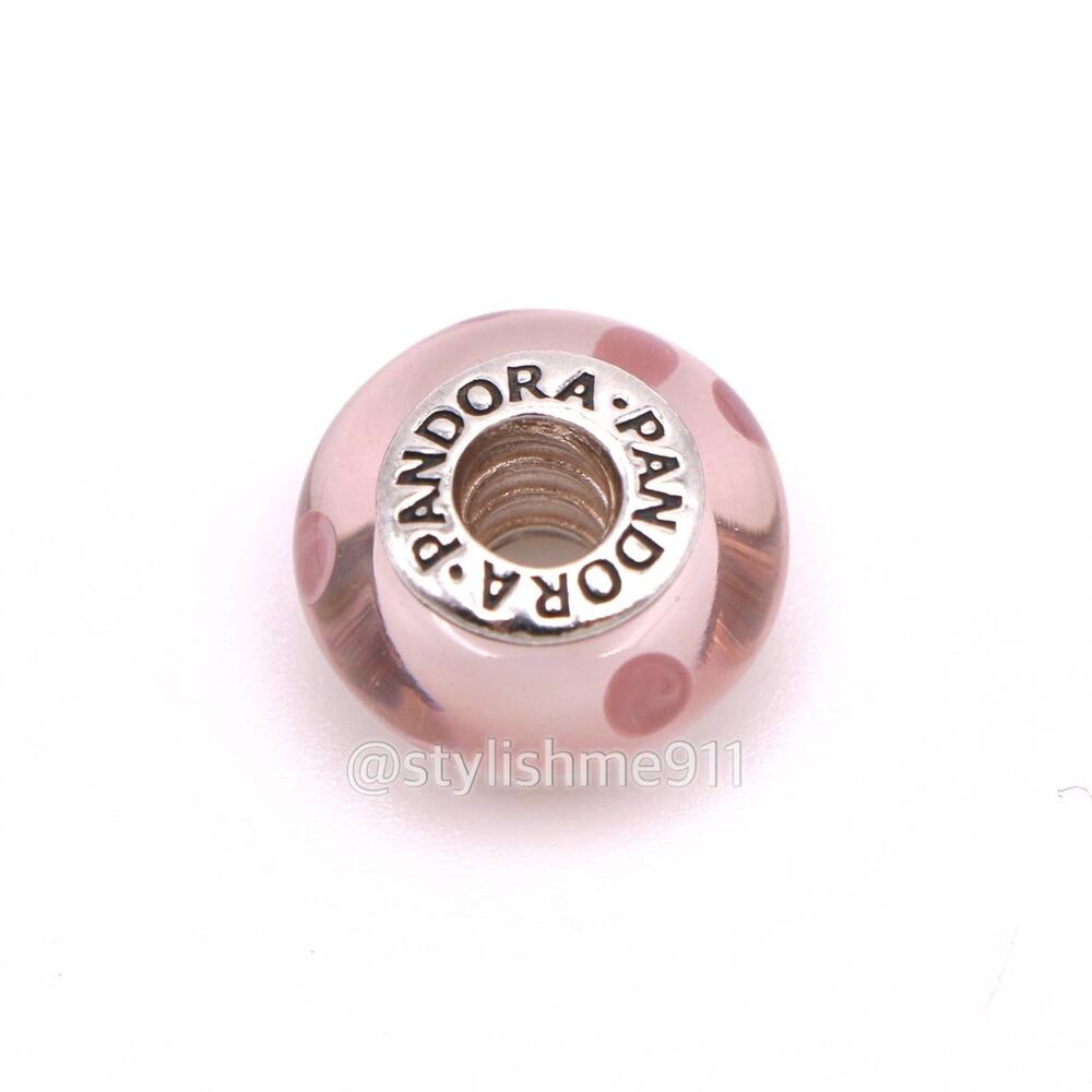 Authentic PANDORA Pink Polka Dots Murano Glass Charm - Picture 5 of 8